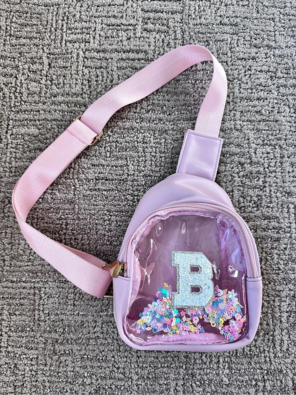 Pink Mini Crossbody Bag w letter B